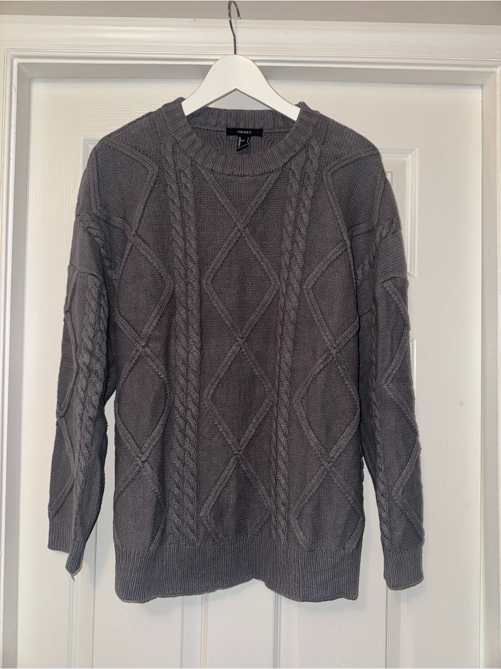 Forever 21 women’s Charcoal Cable Knit Crewneck Sweater